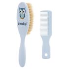 Akuku, perie si pieptene, par natural, albastru