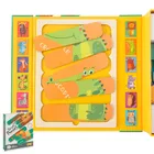 Animalute, puzzle din betisoare, joc de potrivire, 36 elemente