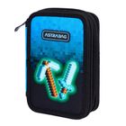 Astrabag, Jumbo, penar cu 3 compartimente, cu rechizite scolare, Blue Pixel