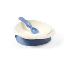 BabyOno, castron cu ventuza si lingura, alb-bleumarin
