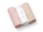 BabyOno, Scutecele din muselina sifonata, roz, 70-70 cm, 3 buc.
