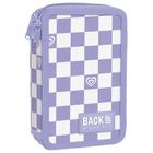 BackUp, penar dublu, cu rechizite scolare, Carouri Violet