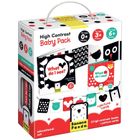 Banana Panda, High Contrast Baby Pack pentru bebelusi de la 0 luni+/3 luni+/6 luni+, set de 2 carti cu contrast, 7 carduri cu imagini cu doua fete si un ghid pentru parinti