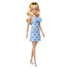 Barbie, Fashionistas, papusa in rochie albastra cu fundite