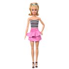 Barbie, Fashionistas, papusa, top negru-alb