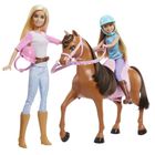 Barbie, Lectie de calarit, 2 papusi si calut, set de joaca