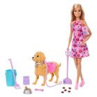 Barbie, Walk & Potty Pup, set de joaca cu papusa Malibu si accesorii