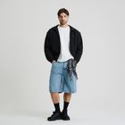 Bermude din denim cu talie reglabila unisex NOWEAR