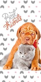 Best Friends, Caine si pisica, prosop de bumbac, 70-140 cm