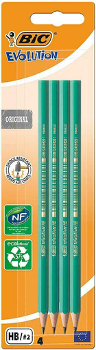 Bic, Evolution Original, 650 HB, creion fara radiera, 4 buc.