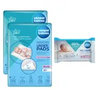 Canpol babies, set: tampoane sanitare multifunctionale, 90-60 cm, 2 buc. + servetele umede, 60 buc.