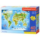 Castorland, World Map, puzzle maxi, 40 piese
