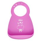 Chicco, baveta din silicon cu buzunar, elastic, roz, 6 luni+