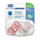 Chicco, Physioforma Light, suzeta din silicon, roz, 6-16 m, 2 buc.