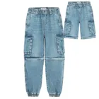 Cool Club, Blugi pentru baieti, croiala jogger, picioare detasabile, albastru