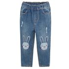 Cool Club, Blugi pentru fete, tip mom fit, denim, imprimeu iepurasi