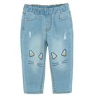 Cool Club, Blugi pentru fete, tip mom fit, denim, imprimeu pisici