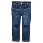 Cool Club, Blugi pentru fete, tip slim fit, denim, imprimeu inimi