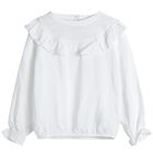 Cool Club, Bluza alba cu maneca lunga pentru fete, cu volanase