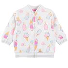 Cool Club, Bluza cu fermoar pentru fete, alb, imprimeu inghetata, imprimeu inghetate
