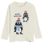 Cool Club, Bluza cu maneca lunga pentru baieti, ecru, imprimeu Winter adventure