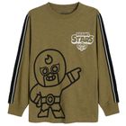 Cool Club, Bluza cu maneca lunga pentru baieti, kaki, imprimeu Brawl Stars