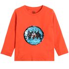 Cool Club, Bluza cu maneca lunga pentru baieti, portocaliu, paiete duble