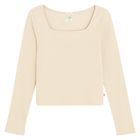 Cool Club, Bluza cu maneca lunga pentru fete, crop top, din tricot striat, bej