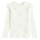 Cool Club, Bluza cu maneca lunga pentru fete, din tricot striat, alb