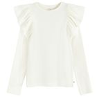 Cool Club, Bluza cu maneca lunga pentru fete, din tricot striat, ecru