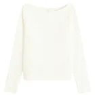 Cool Club, Bluza cu maneca lunga pentru fete, din tricot striat, ecru