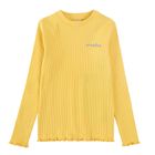 Cool Club, Bluza cu maneca lunga pentru fete, din tricot striat, galben, imprimeu Creative