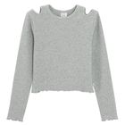 Cool Club, Bluza cu maneca lunga pentru fete, din tricot striat, gri
