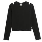 Cool Club, Bluza cu maneca lunga pentru fete, din tricot striat, negru