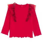 Cool Club, Bluza cu maneca lunga pentru fete, din tricot striat, rosu