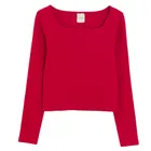 Cool Club, Bluza cu maneca lunga pentru fete, din tricot striat, rosu