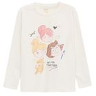 Cool Club, Bluza cu maneca lunga pentru fete, ecru, imprimeu Better together