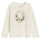 Cool Club, Bluza cu maneca lunga pentru fete, ecru, imprimeu bufnita, paiete duble