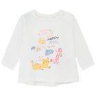 Cool Club, Bluza cu maneca lunga pentru fete, ecru, imprimeu catel, pisica