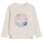 Cool Club, Bluza cu maneca lunga pentru fete, ecru, imprimeu Make your dreams come true