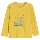 Cool Club, Bluza cu maneca lunga pentru fete, galben mustar, imprimeu caprioara