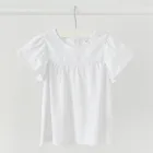 Cool Club, Bluza cu maneca scurta pentru fete, alb, broderie englezeasca