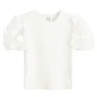 Cool Club, Bluza cu maneca scurta pentru fete, din tricot striat, alb