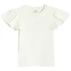 Cool Club, Bluza cu maneca scurta pentru fete, din tricot striat, alb