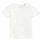 Cool Club, Bluza cu maneca scurta pentru fete, din tricot striat, alb