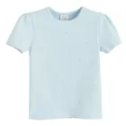 Cool Club, Bluza cu maneca scurta pentru fete, din tricot striat, albastru