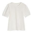 Cool Club, Bluza cu maneca scurta pentru fete, ecru, broderie englezeasca