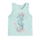 Cool Club, Bluza fara maneci pentru fete, culoare albastru deschis, imprimeu calut de mare