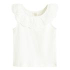Cool Club, Bluza fara maneci pentru fete, din tricot striat, alb