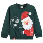 Cool Club, Bluza subtire pentru baieti, verde inchis, imprimeu Mos Craciun